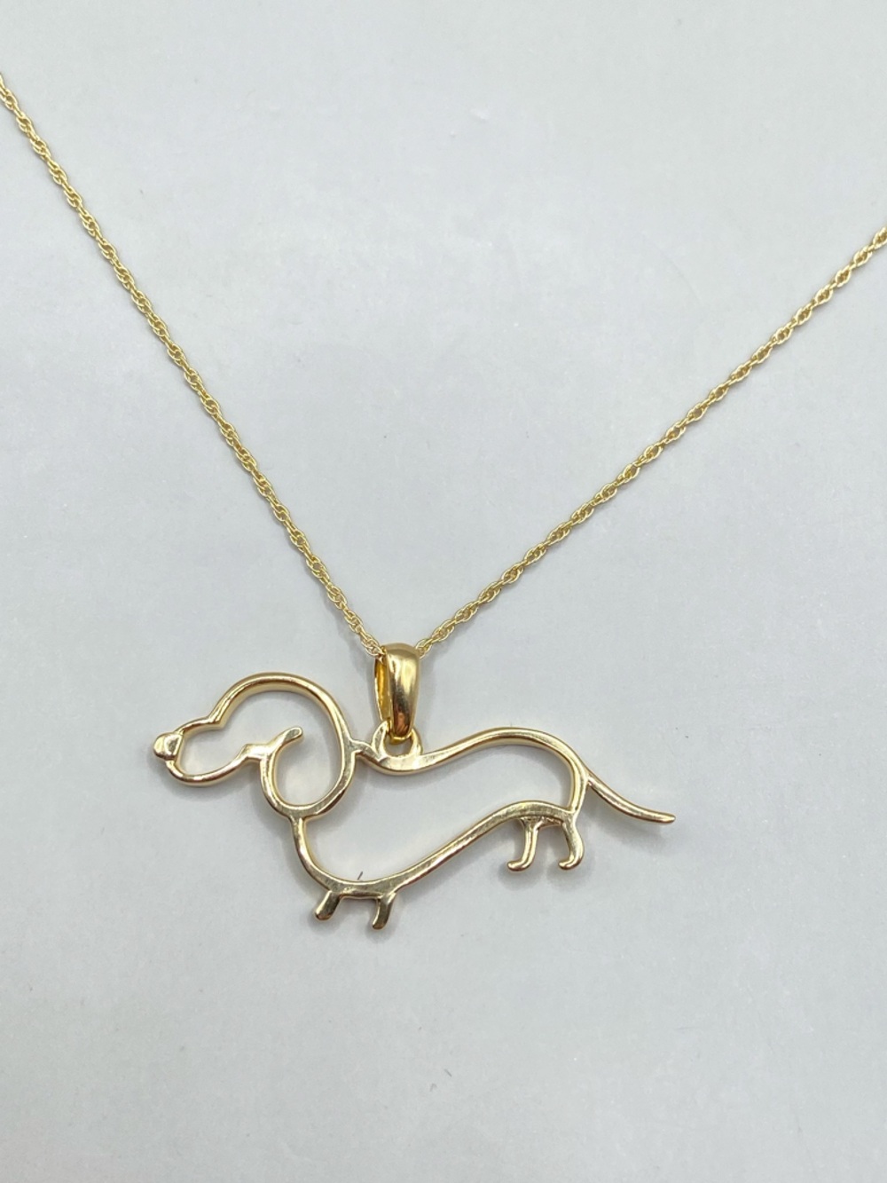 Gold Vermeil Dachshund Dog Pendant Necklace